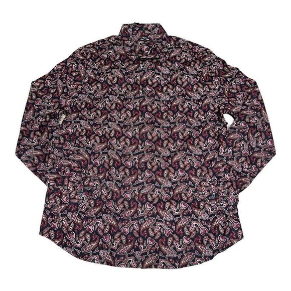 Express Dress Shirt Mens XL Red Paisley Print Slim Fit Button Up NEW Floral Y2K - Picture 2 of 6